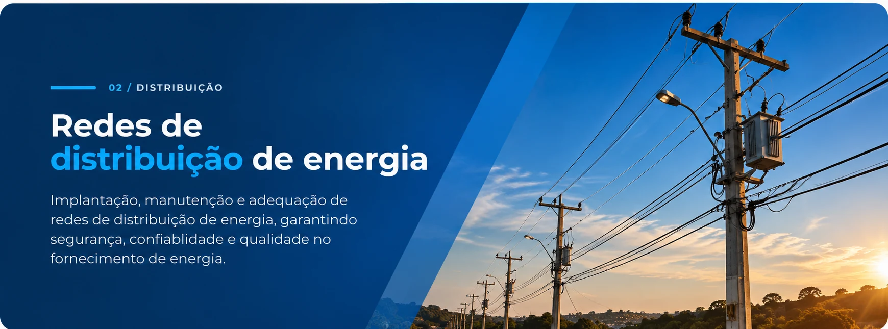 Ilustração de rede aérea de distribuição de energia